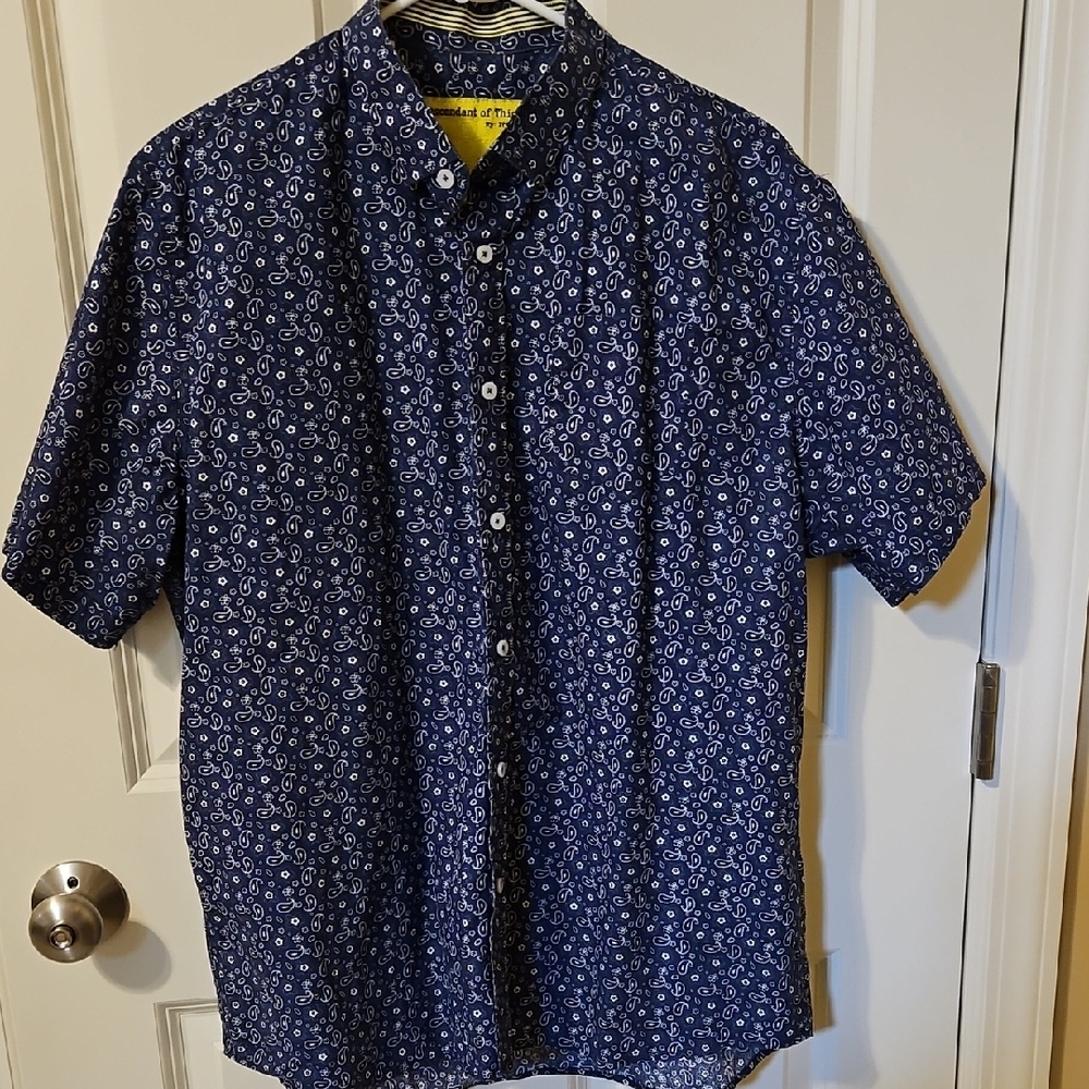 Men's Navy Paisley Button-Down Shirt